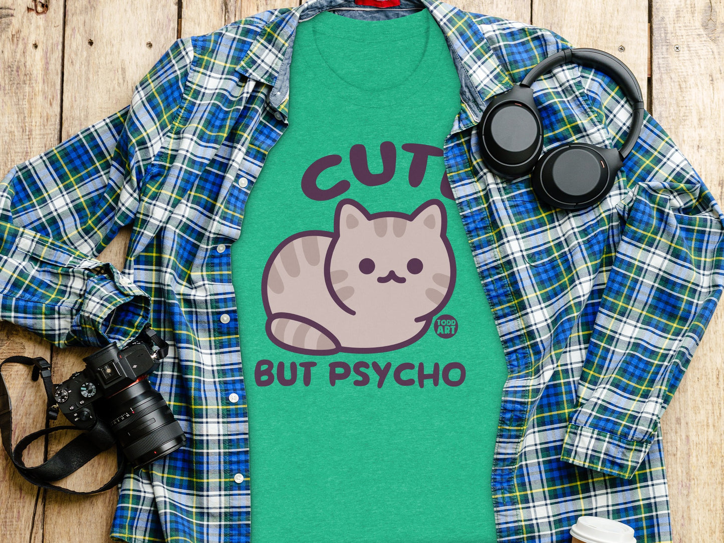 Cute But Psycho Cat Graphic Tee Shirt product type