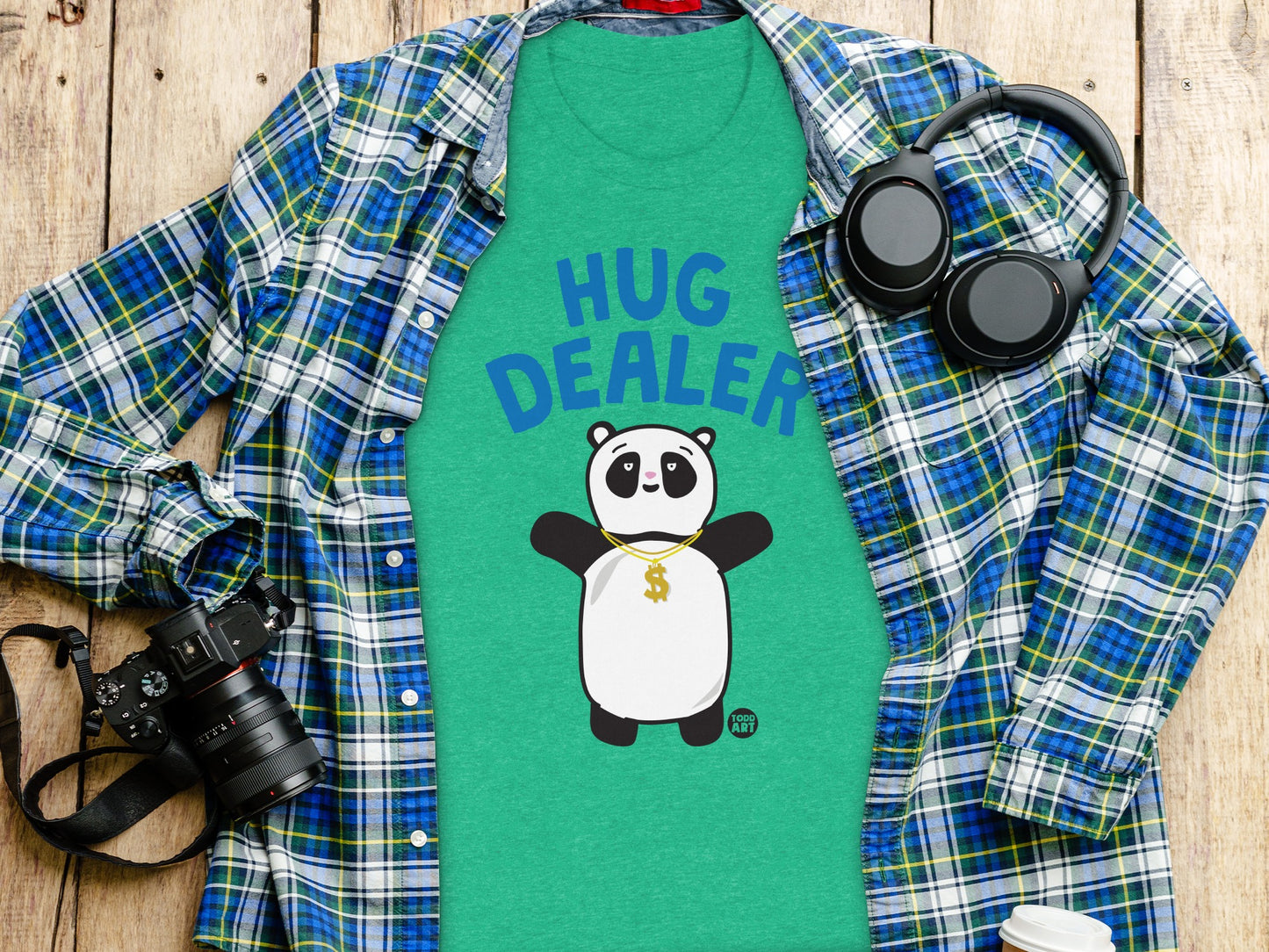 Hug Dealer Panda Print Green T-Shirt product type