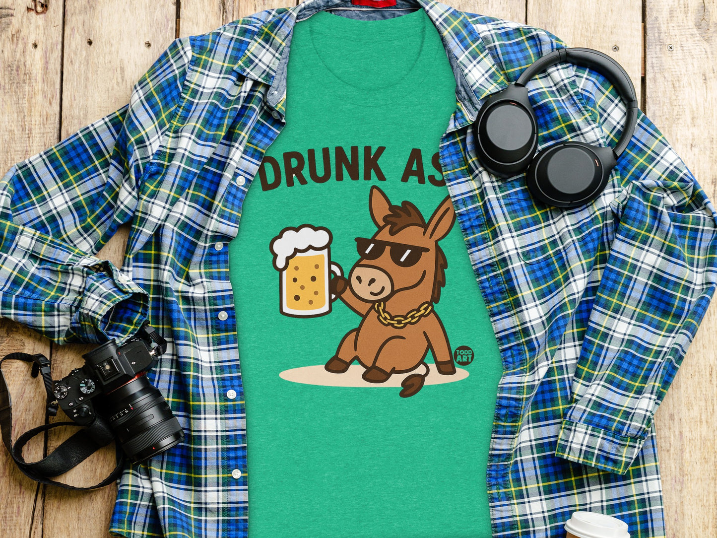 Funny Donkey Print Drunk T-Shirt Casual Apparel Product
