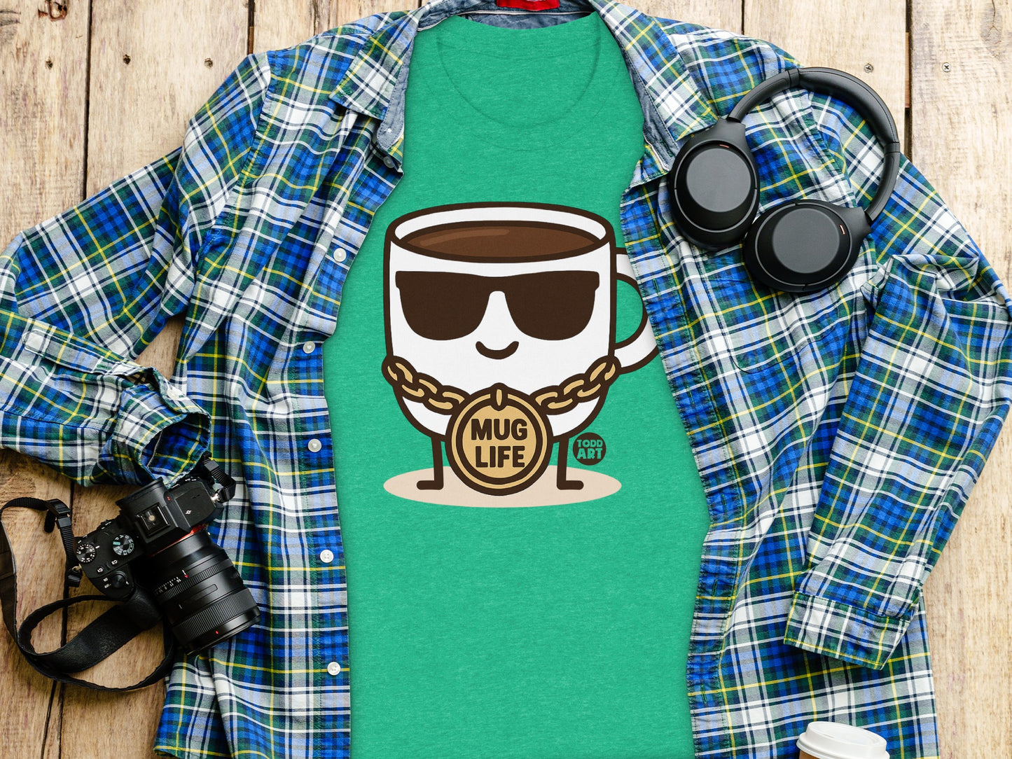 Funny Mug Life Coffee Graphic Teal Green T-Shirt product