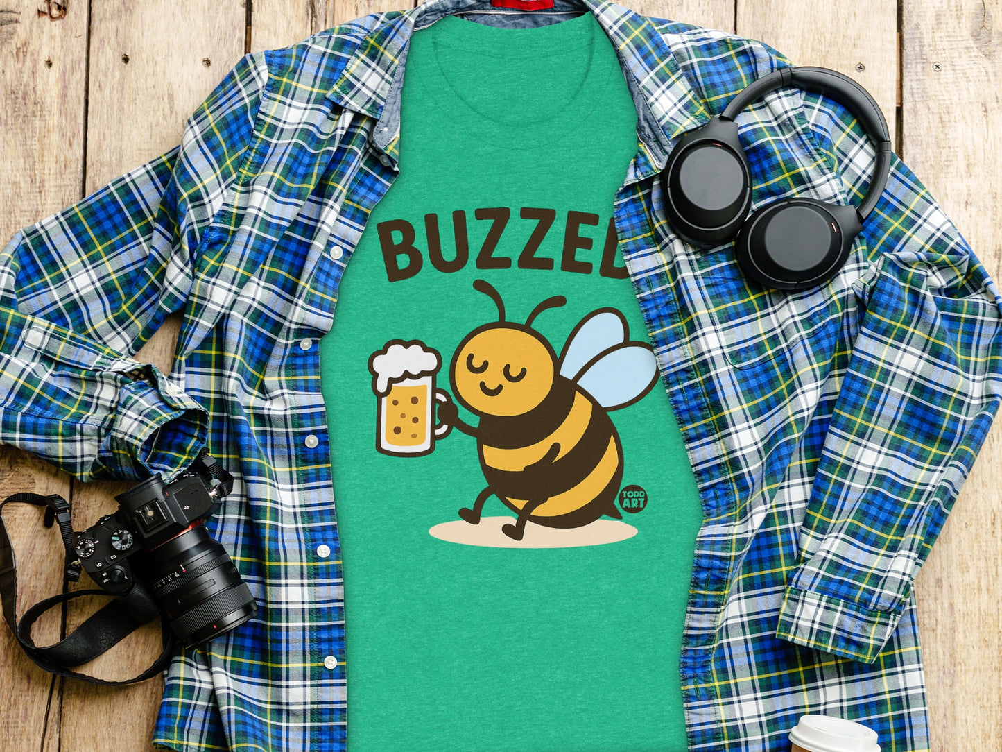 Buzzed Bee Drinking Beer Fun Graphic Tee product