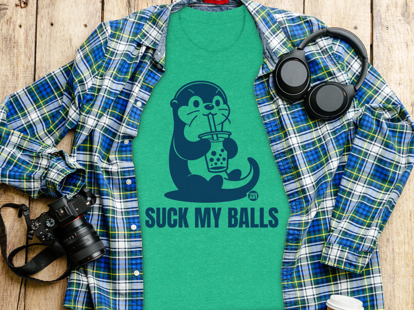 Suck My Balls Graphic Teal Otter Shirt product type