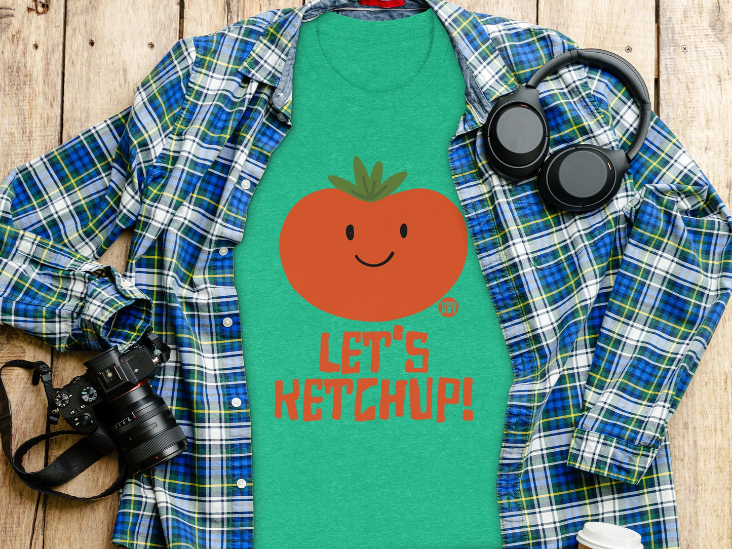 Let's Ketchup Tomato Graphic Green Shirt Product