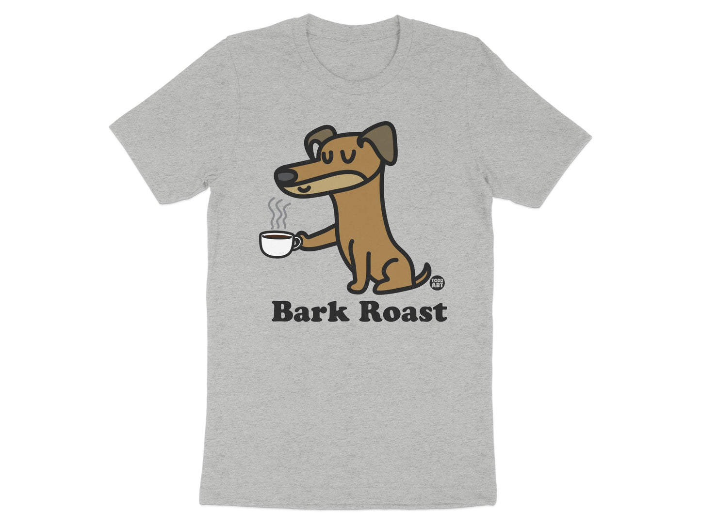 Bark Roast Graphic Dog with Coffee Tee Shirt product