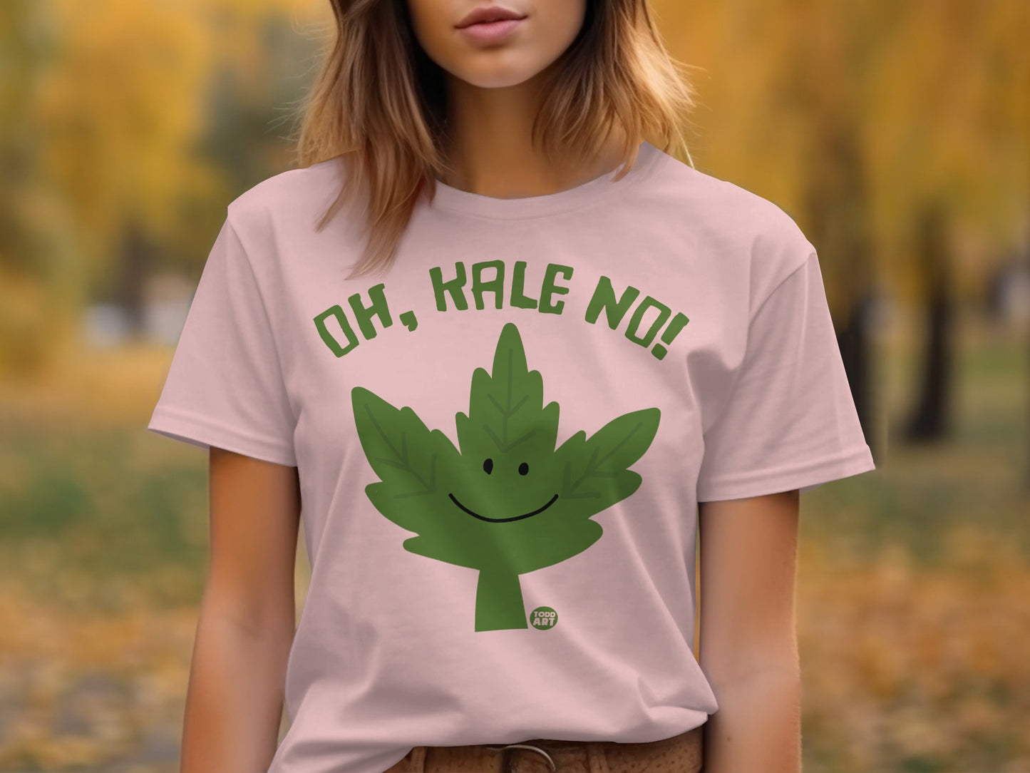 Oh Kale No with Smiling Leaf Graphic Shirt