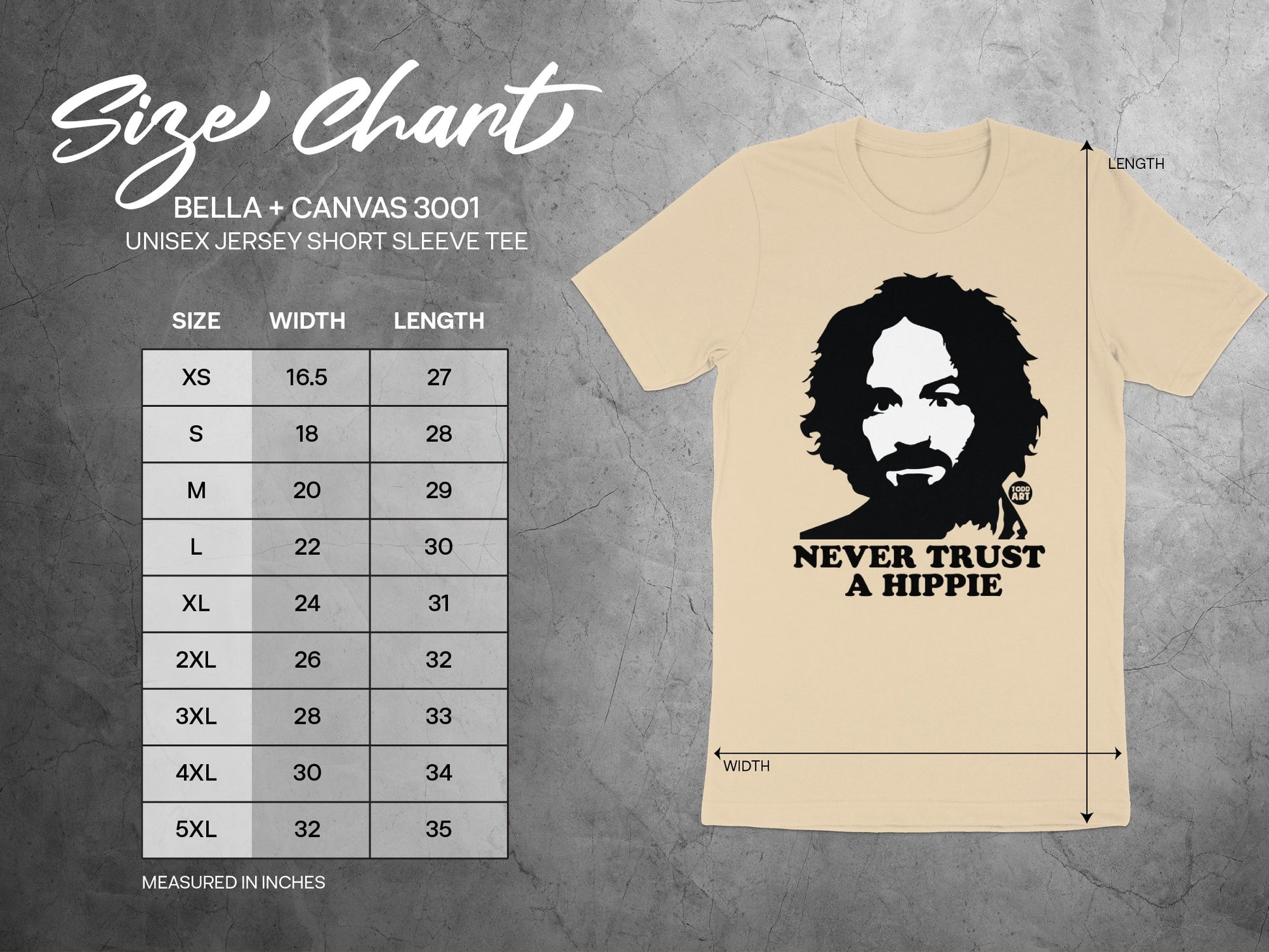 Never Trust a Hippie Graphic Tee Suitable for All