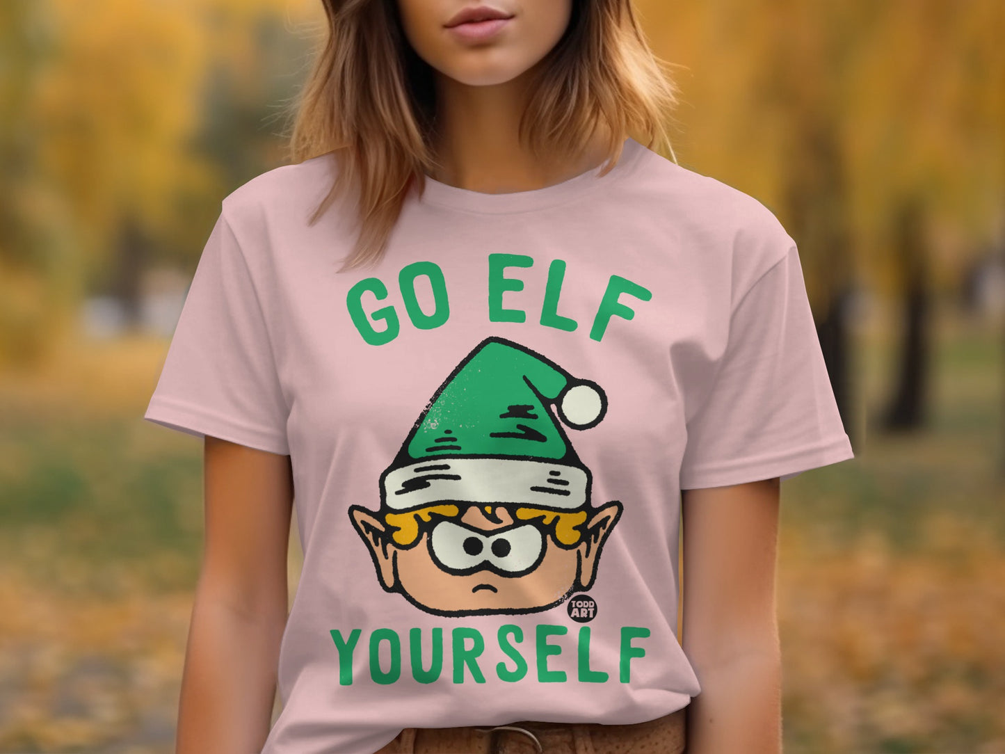 Funny Go Elf Yourself Design Pink Tee product