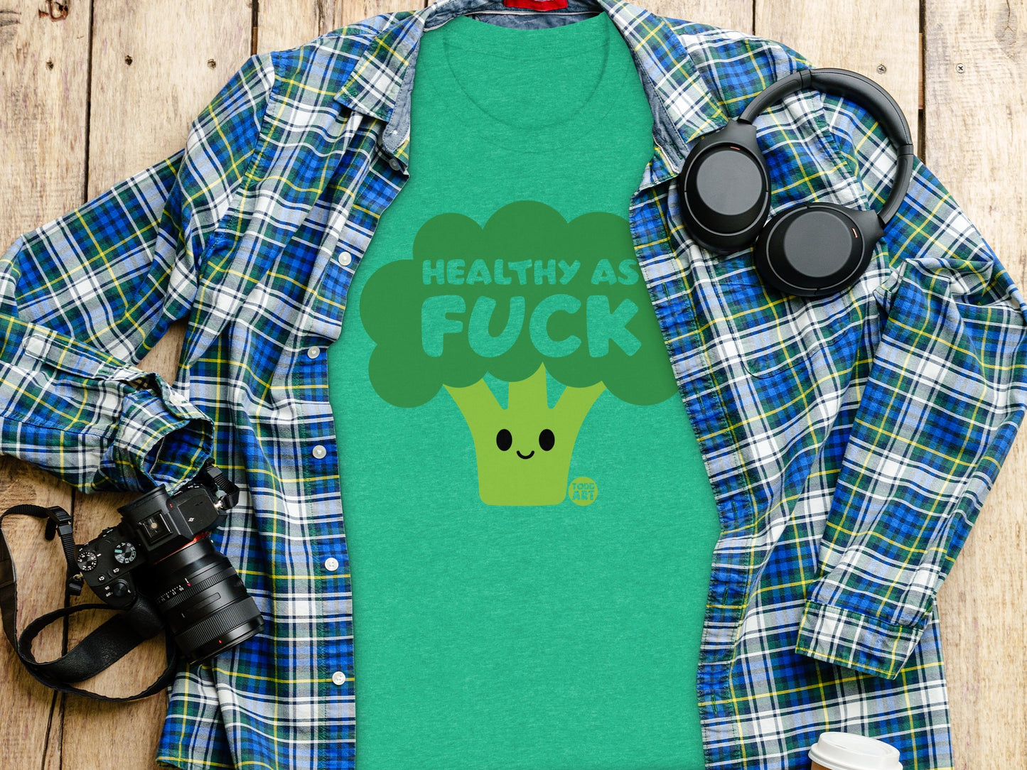 Healthy As Fuck Cute Broccoli Graphic Shirt
