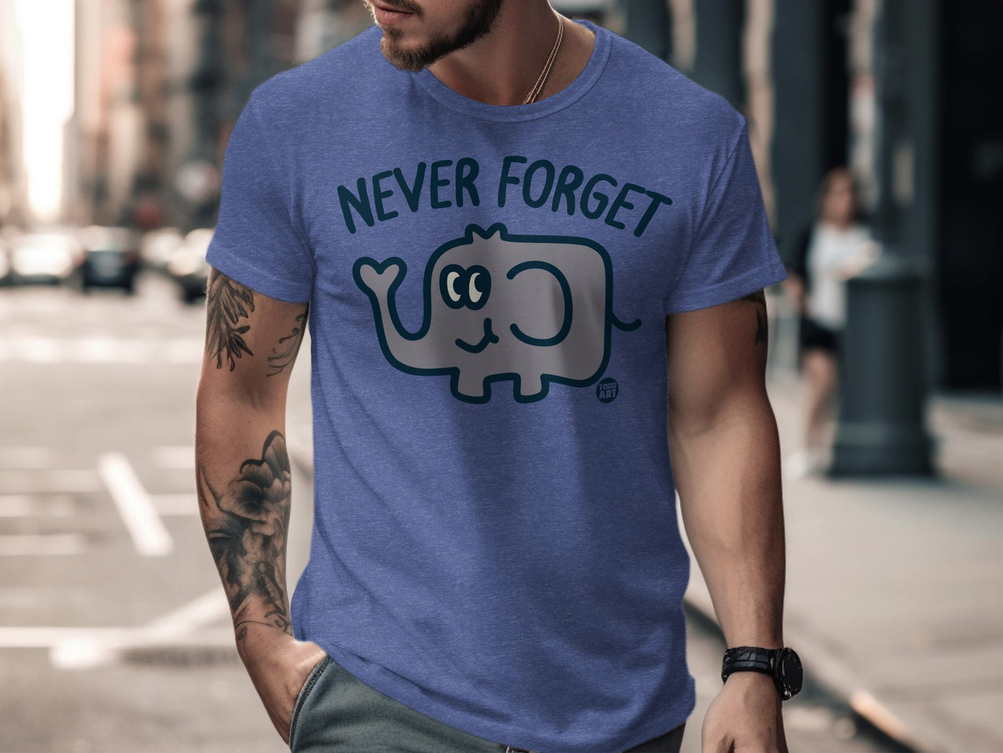 Never Forget Elephant Graphic Casual Tee Shirt product