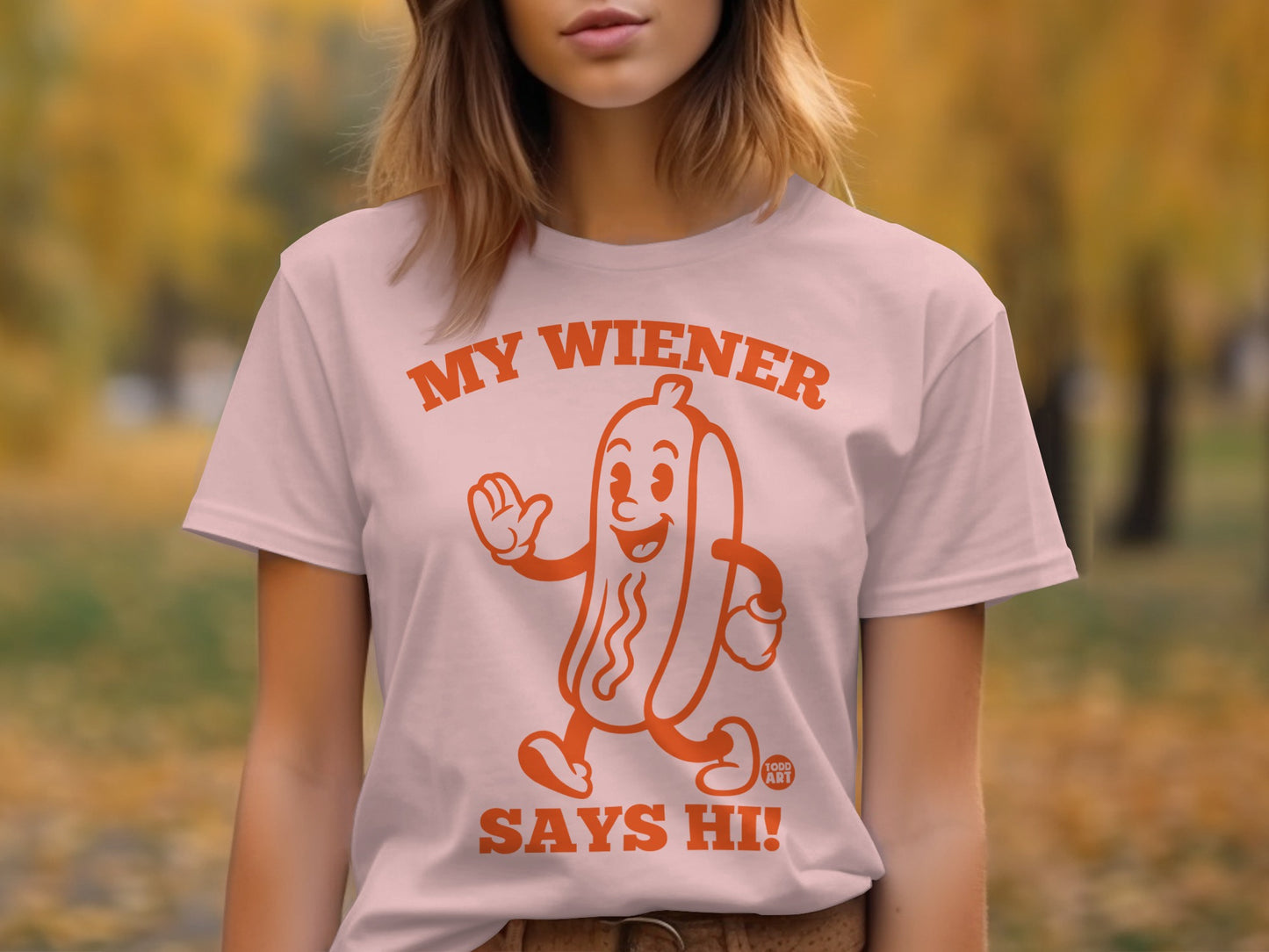 My Wiener Says Hi Cartoon Graphic T-Shirt product