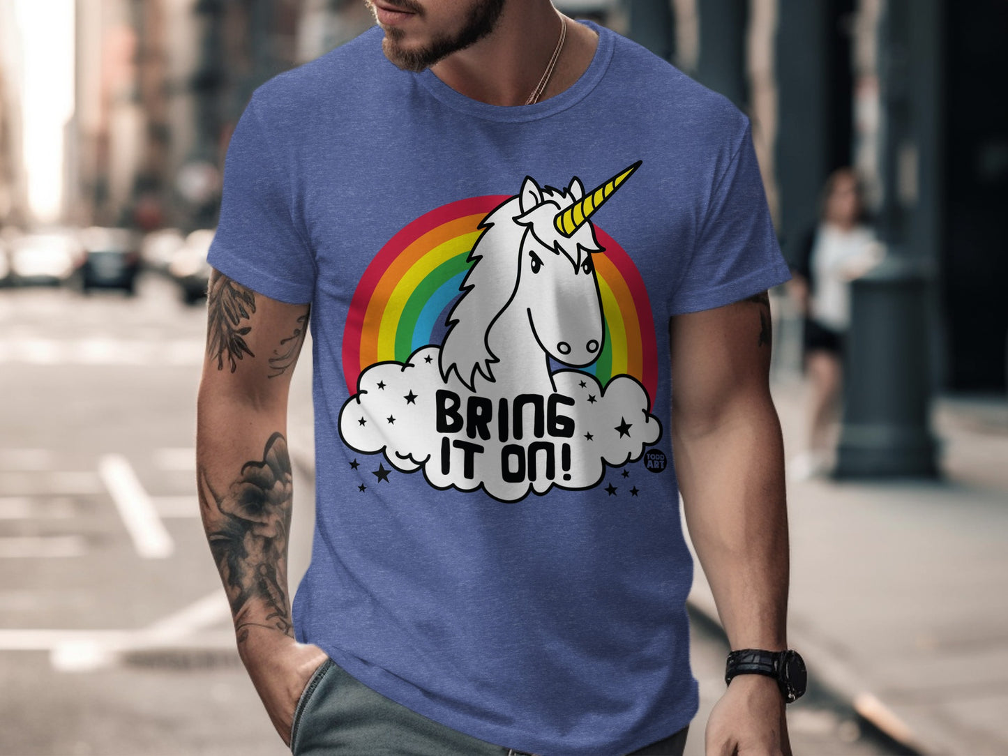 Bring It On Rainbow Unicorn Graphic T-Shirt