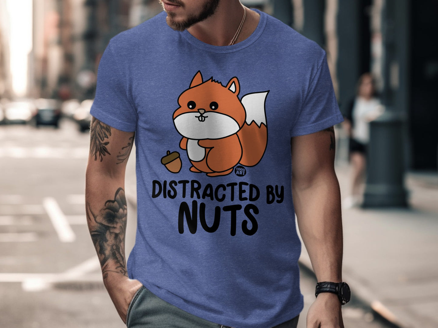 Distracted By Nuts Cute Cartoon Squirrel T-Shirt