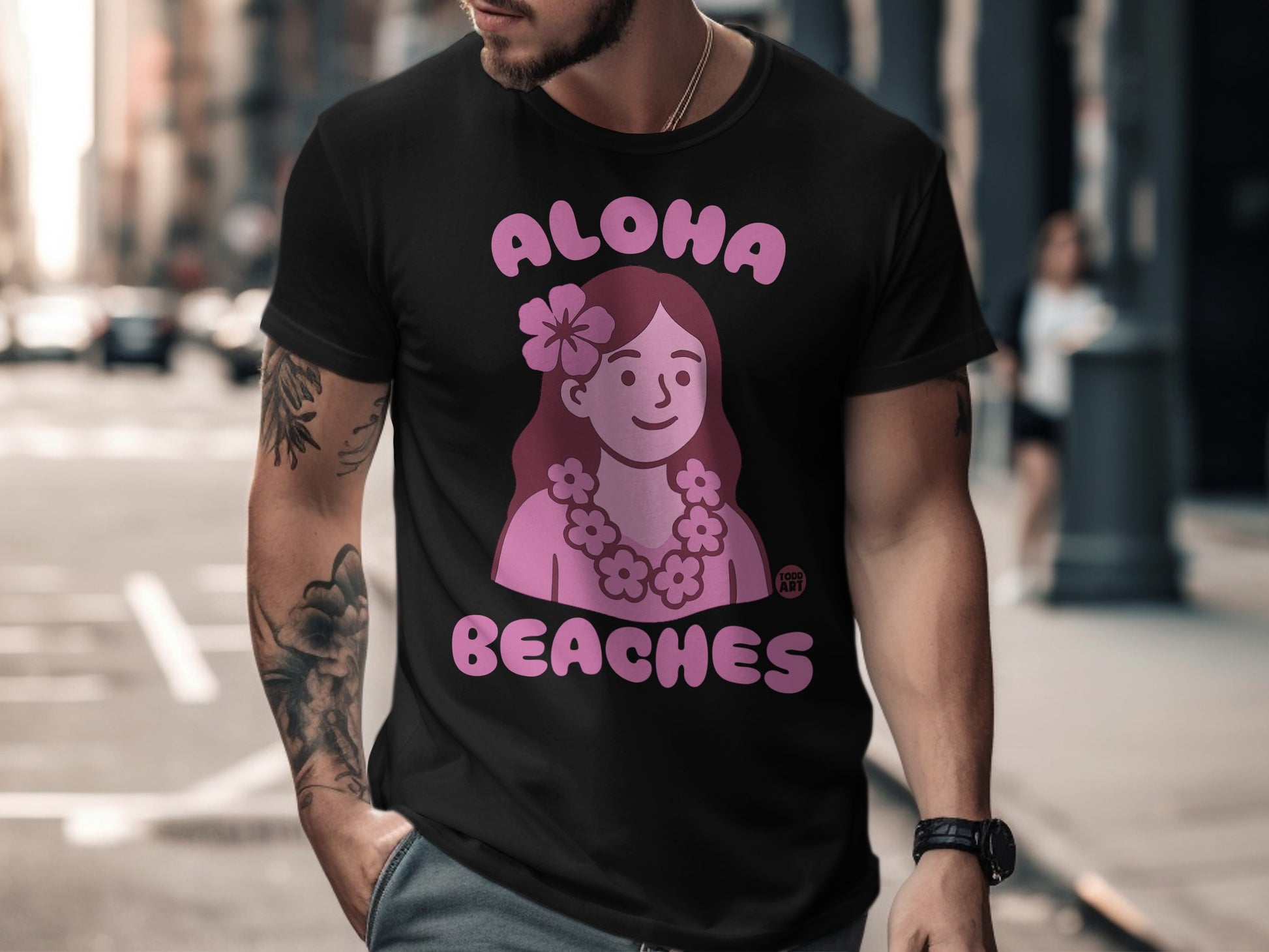 Aloha Beaches t-shirt with a fun and vibrant design