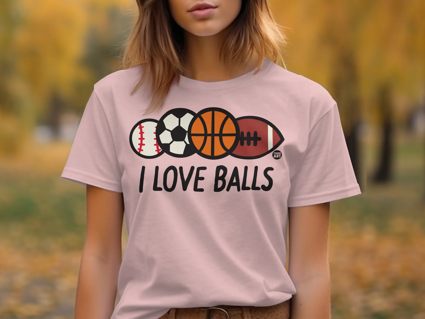 I Love Balls Sports Themed Graphic T-Shirt