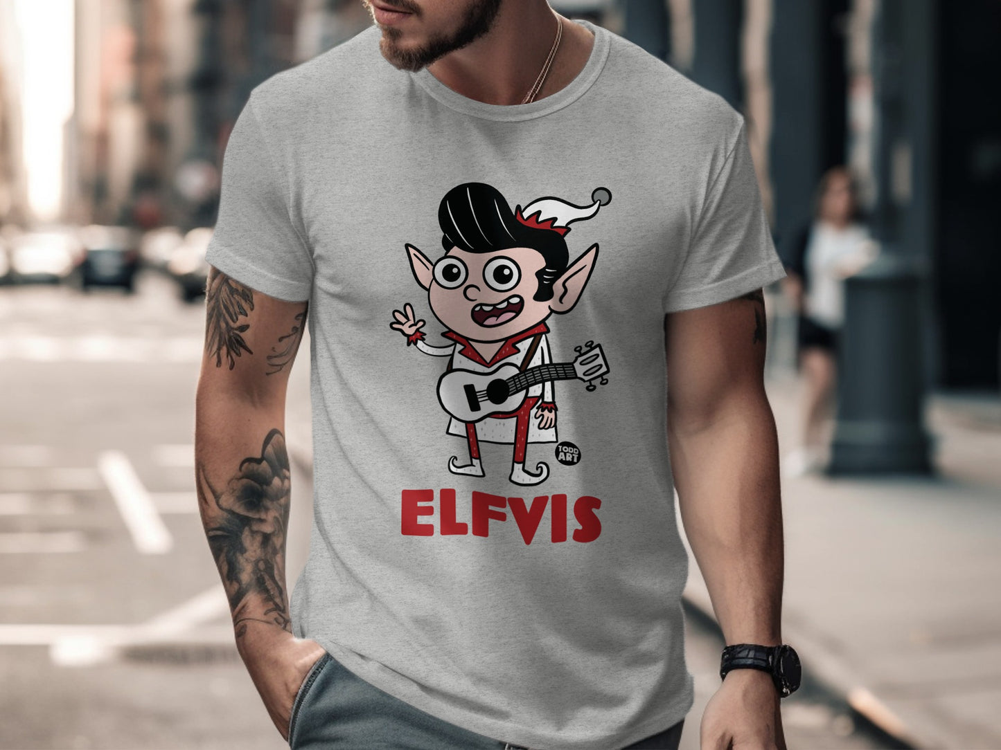 Funny Christmas Cartoon Tee with Elf Character Shirt