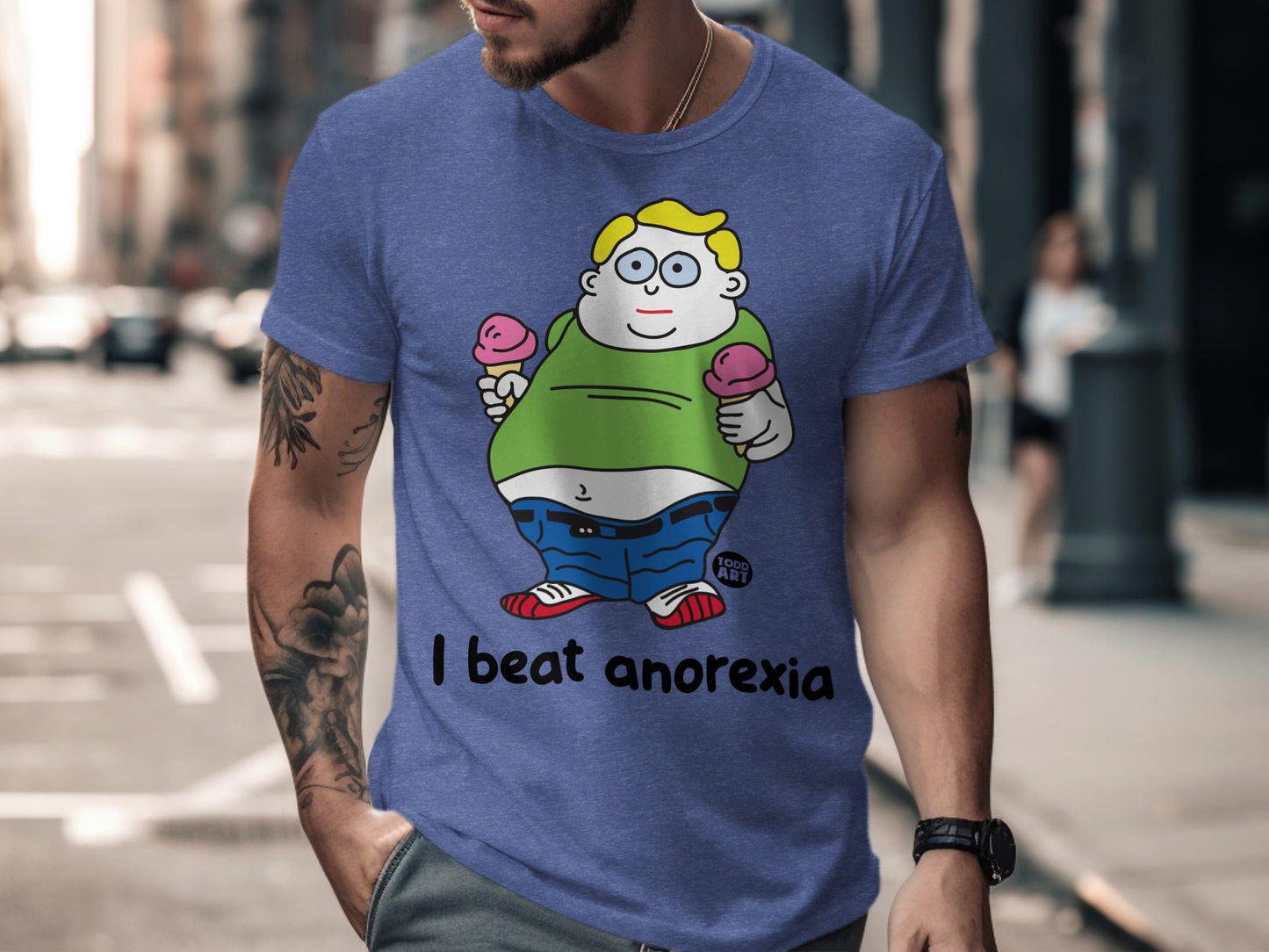 I Beat Anorexia Funny Cartoon T Shirt product type
