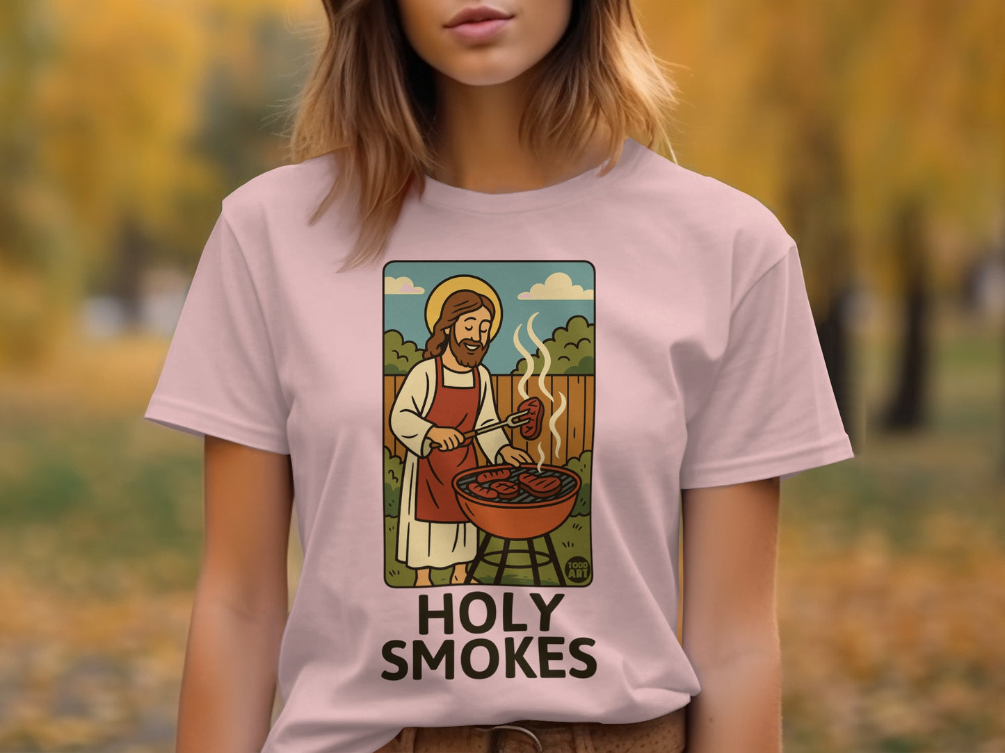 Holy Smokes Jesus BBQ Graphic Casual T-Shirt product type