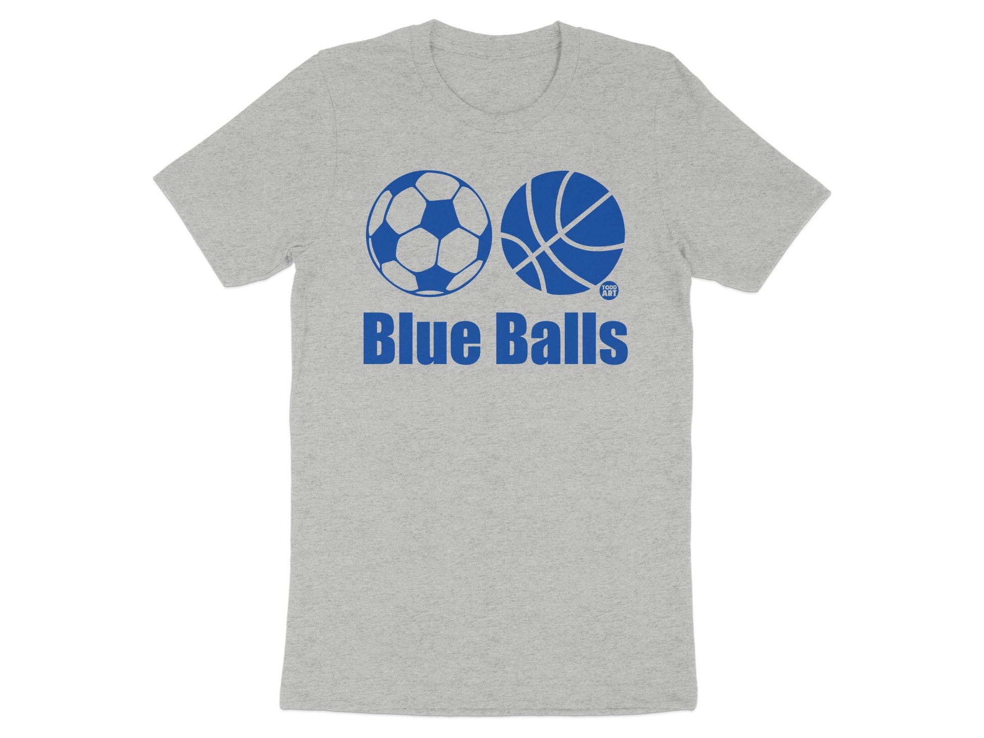 Funny Blue Balls Graphic Sports Themed T-Shirt
