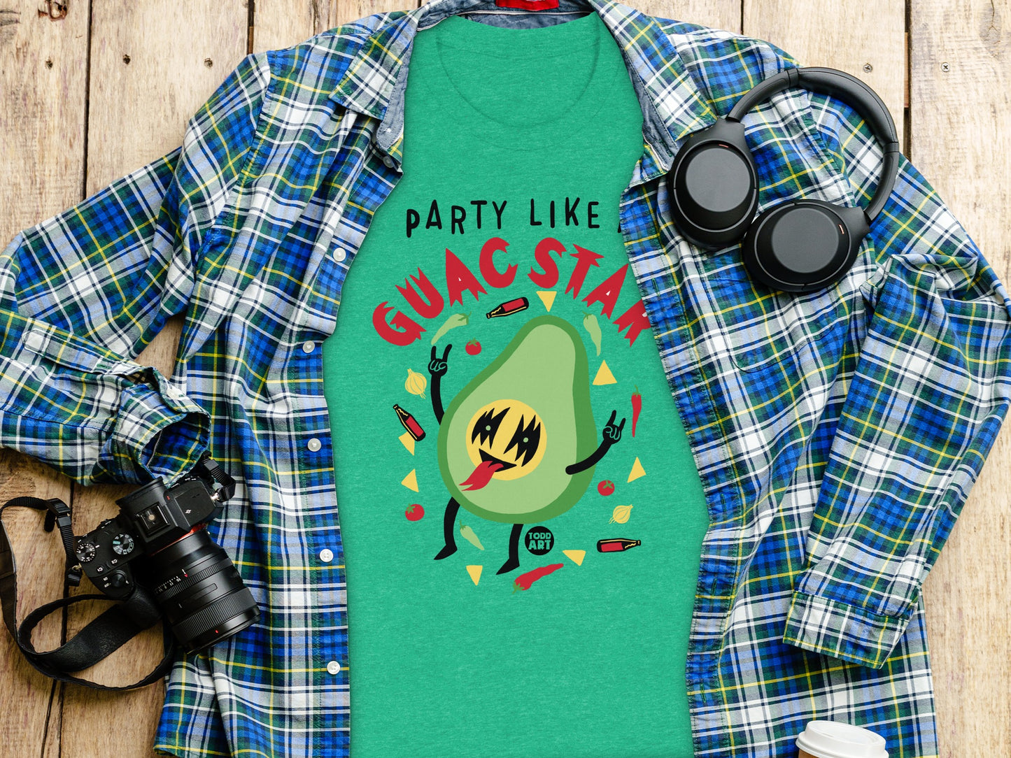 Party Like Guac Star Fun Avocado Graphic Tee