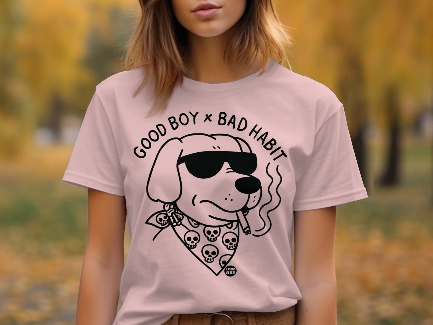 Cool Dog Smoking Graphic Tee Shirt Product