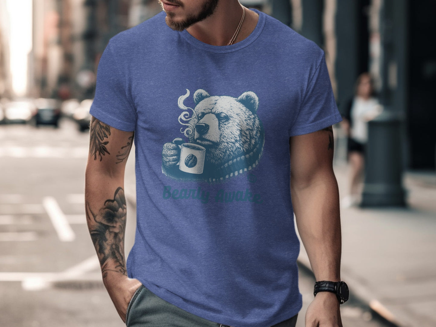 Bear Drinking Coffee with Text Beauty Awake T-Shirt product