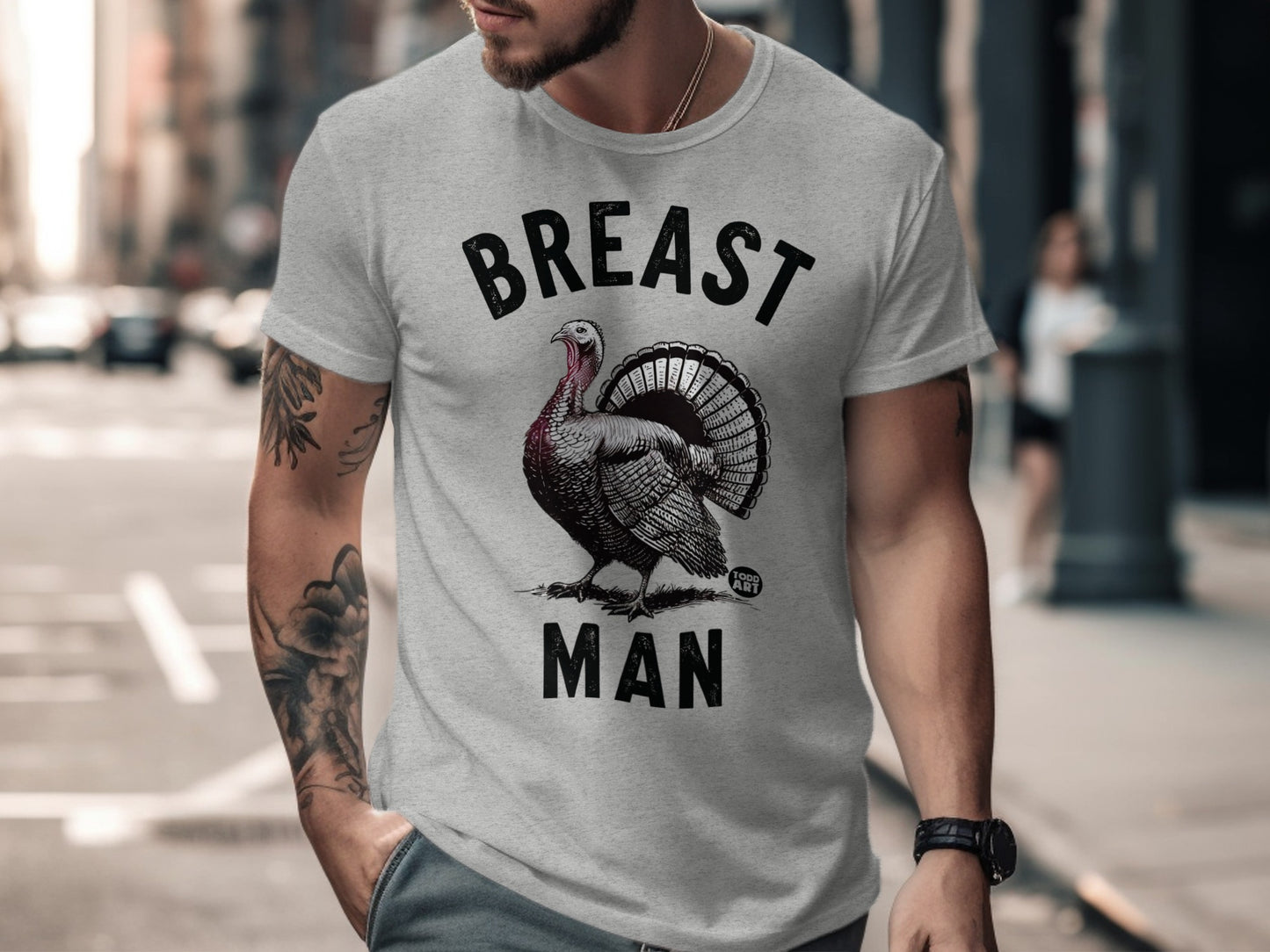 Funny Turkey Breast Man Graphic Tee Shirt