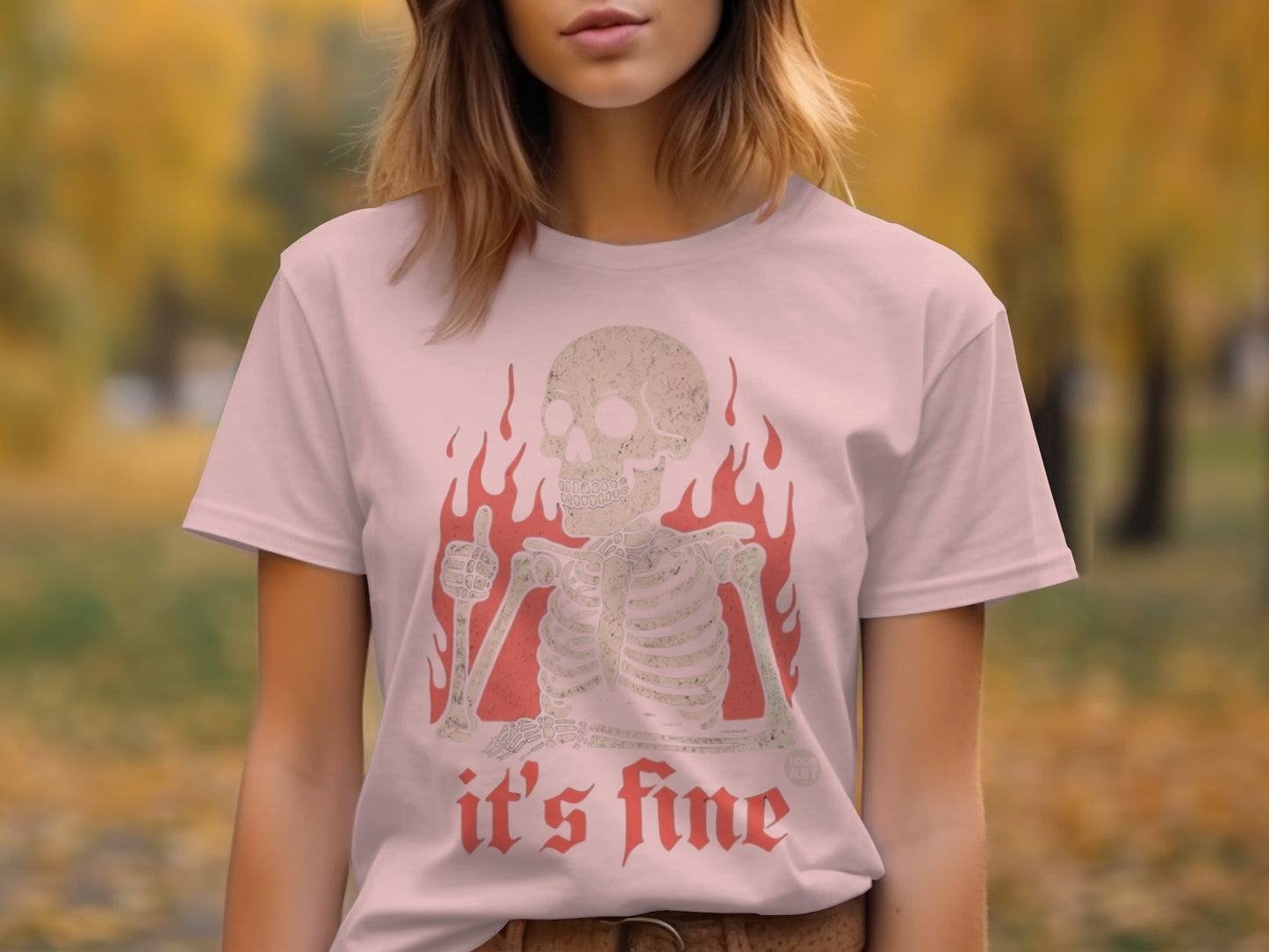 It's Fine Skeleton with Flames Graphic T-shirt