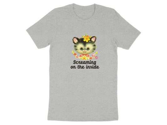 Screaming on the inside cat graphic tee product