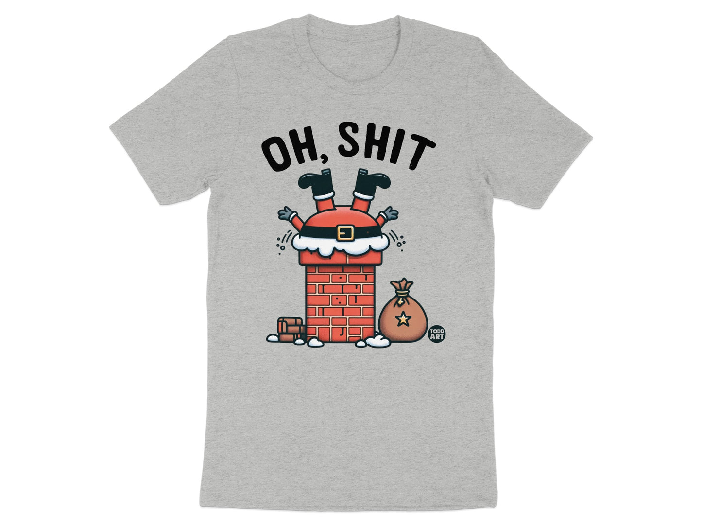 Funny Santa Stuck In Chimney Design T-shirt product
