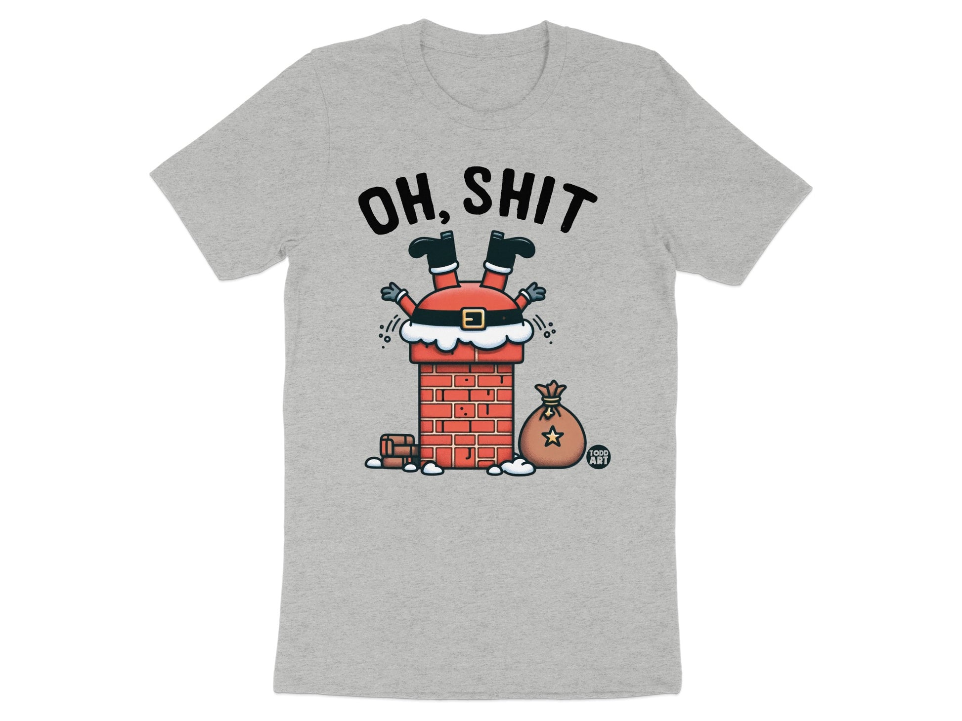 Funny Santa Stuck In Chimney Design T-shirt product