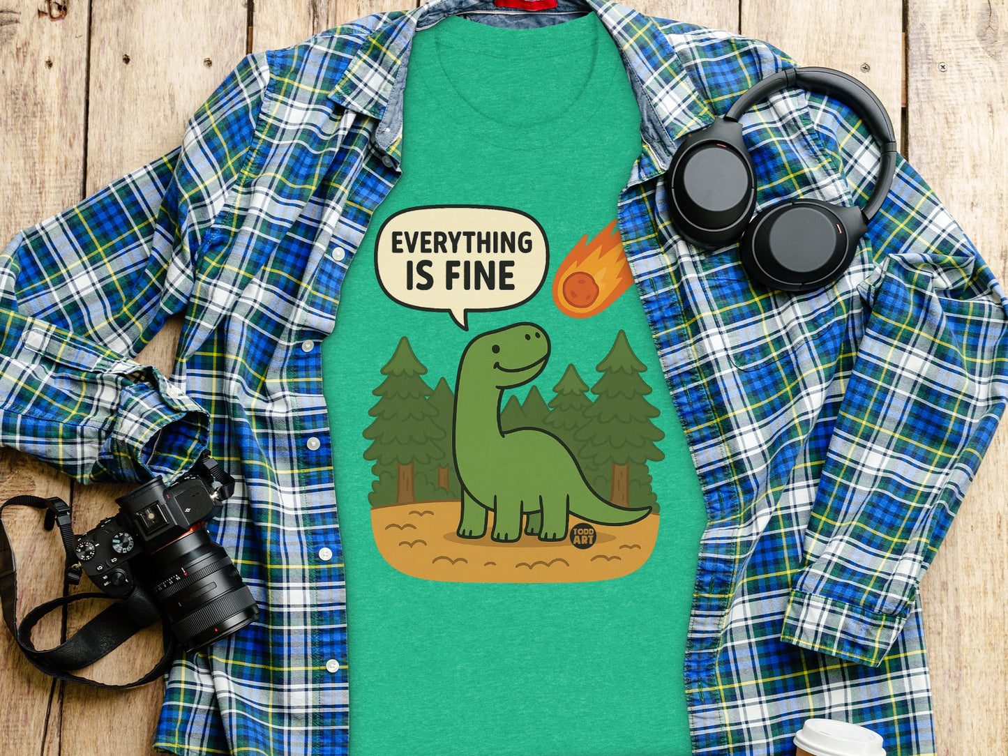 Everything Is Fine Dinosaur Graphic Tee product