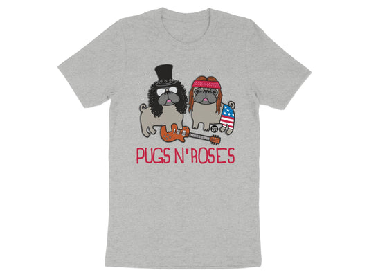 Pugs N' Roses Fun Graphic Short Sleeve T-Shirt product type