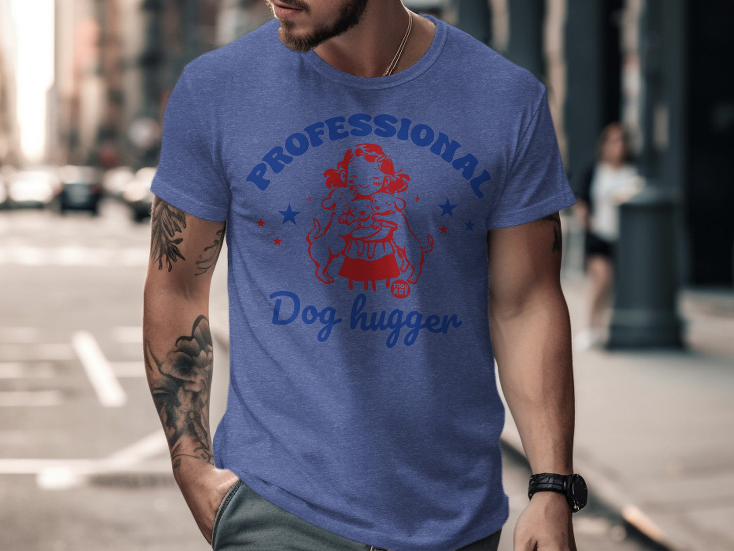 Professional Dog Hugger Blue Graphic T-Shirt product