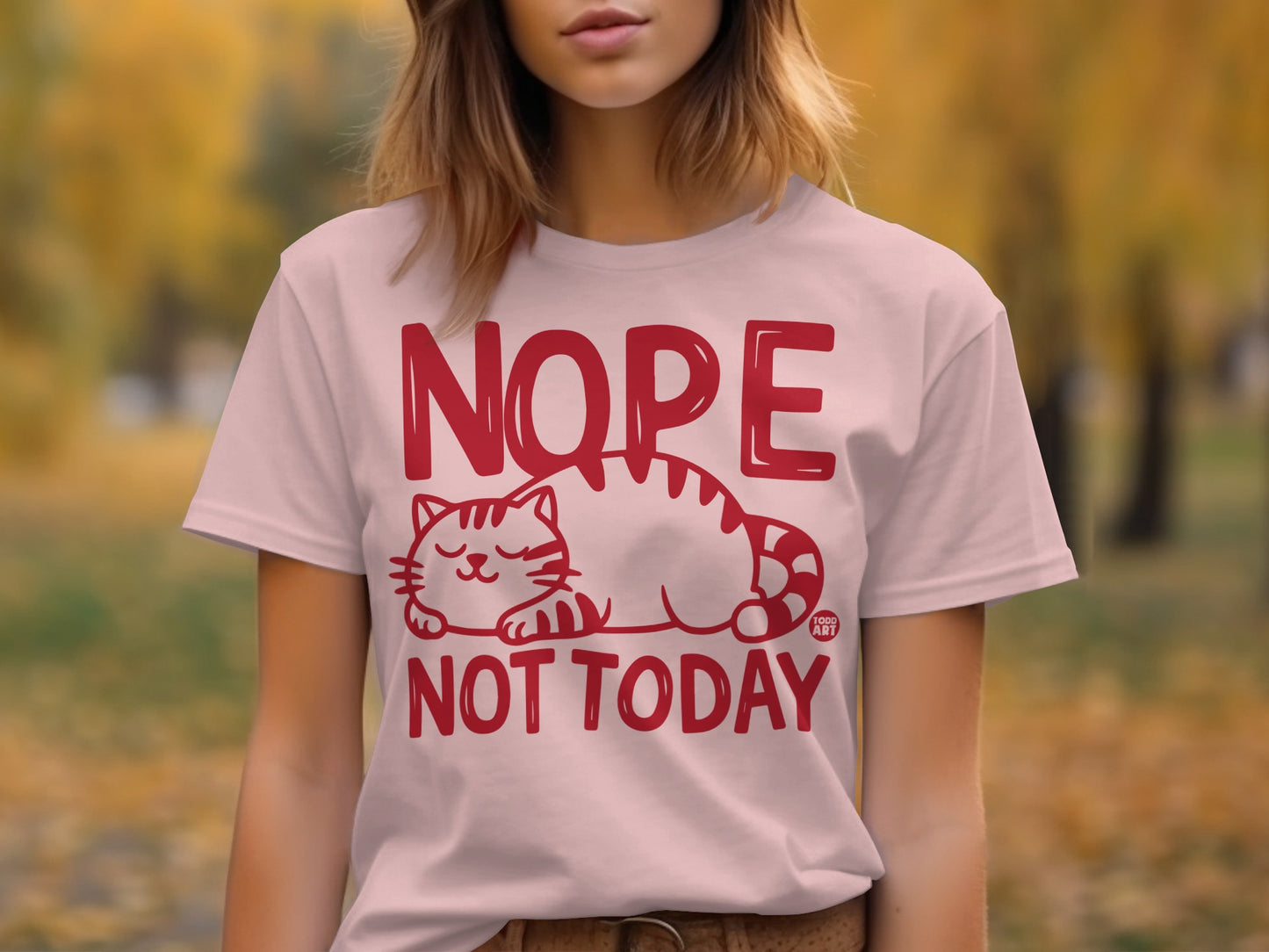 Nope Not Today Cat Graphic Printed T-shirt product type