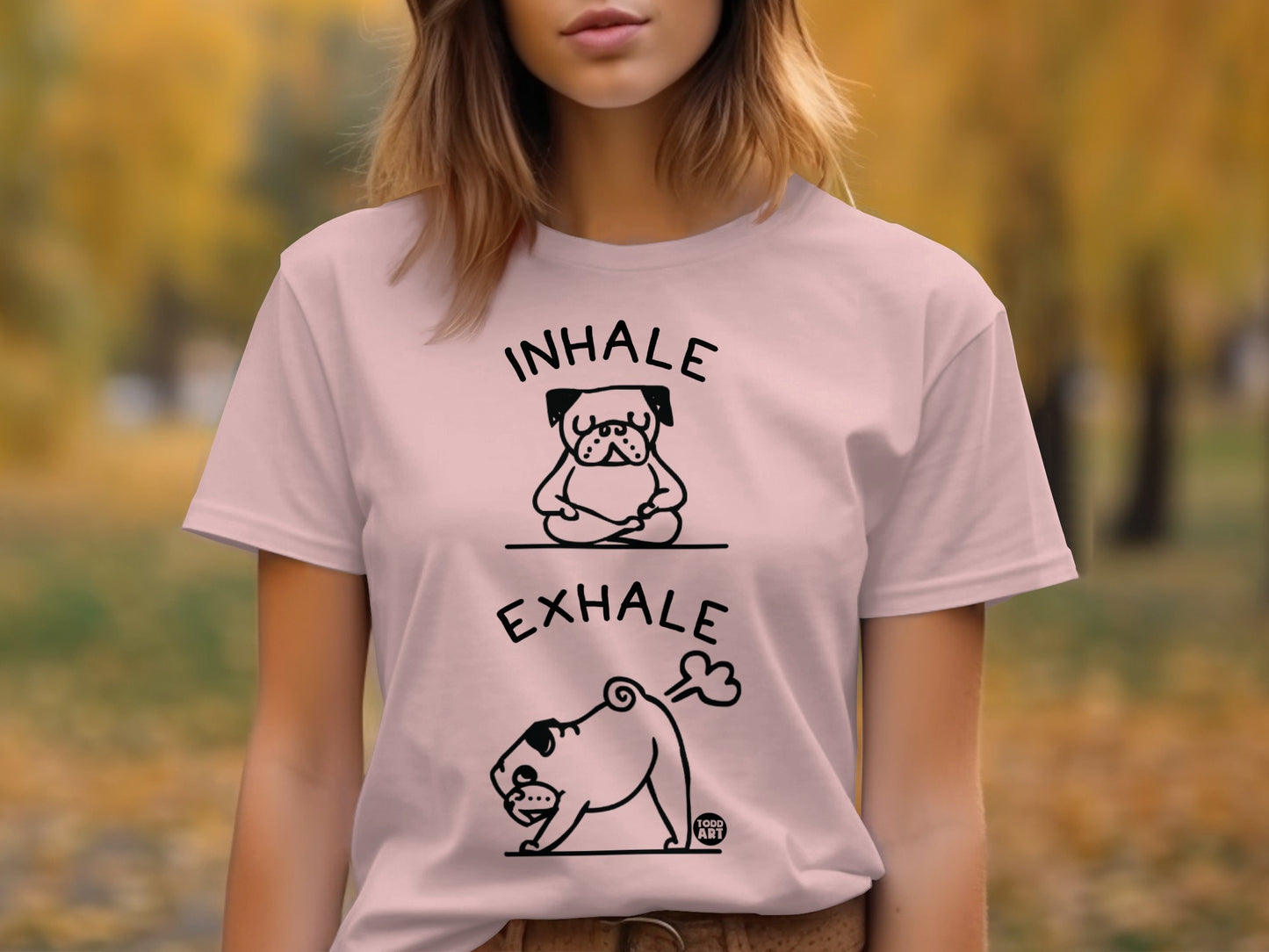 Inhale Exhale Adorable Pug Graphic Tee Shirt product