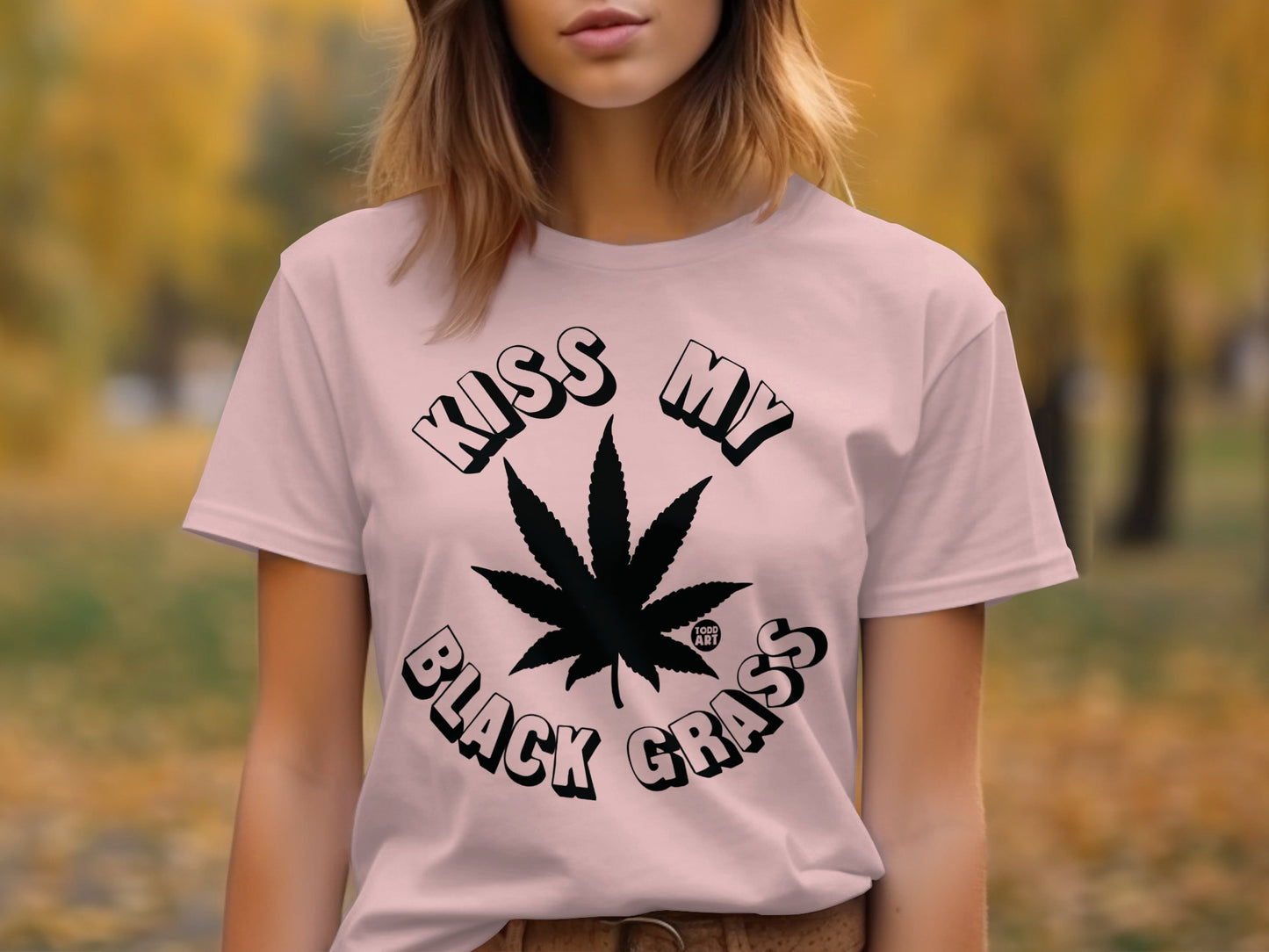 Kiss My Black Grass Graphic Printed Top Shirt