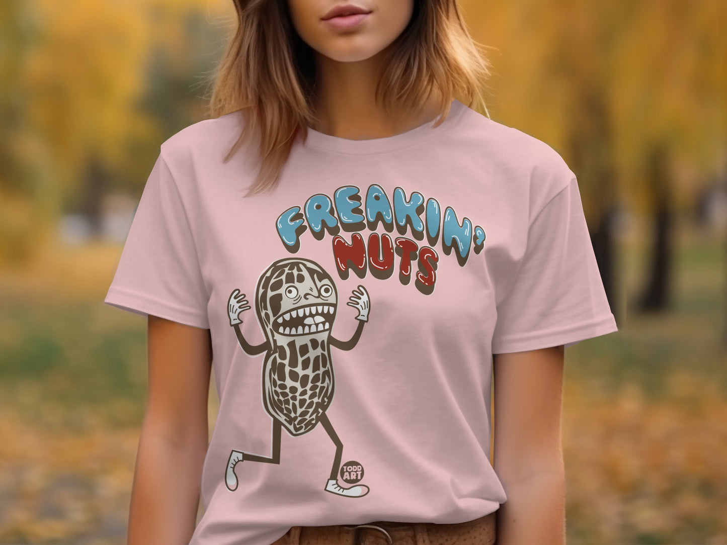Freaking Nuts Funny Character Pink T-shirt