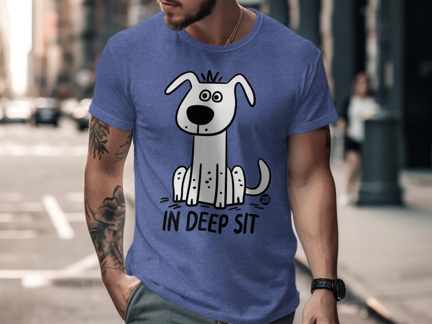 Funny Cartoon Dog In Deep Sit Graphic T-Shirt product