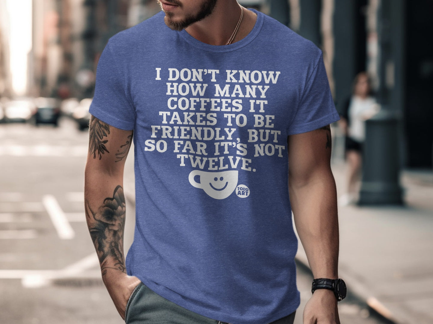Fun Graphic T-Shirt with Humorous Coffee Quote product type