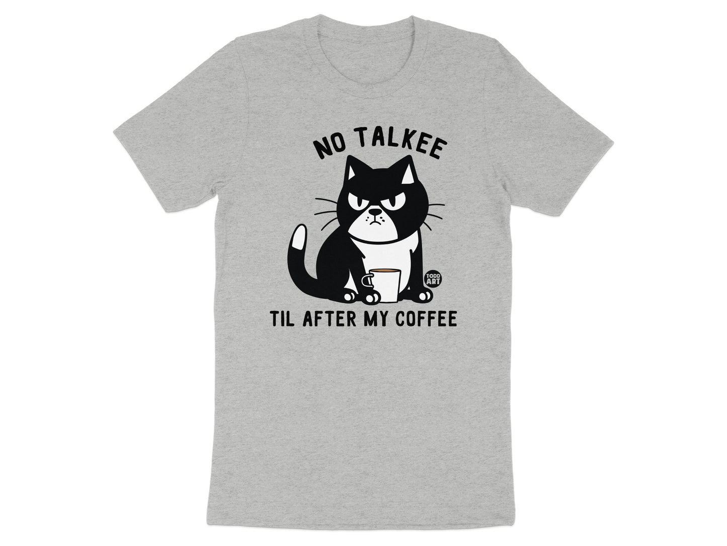 No Talkee Til After My Coffee Cat Shirt product