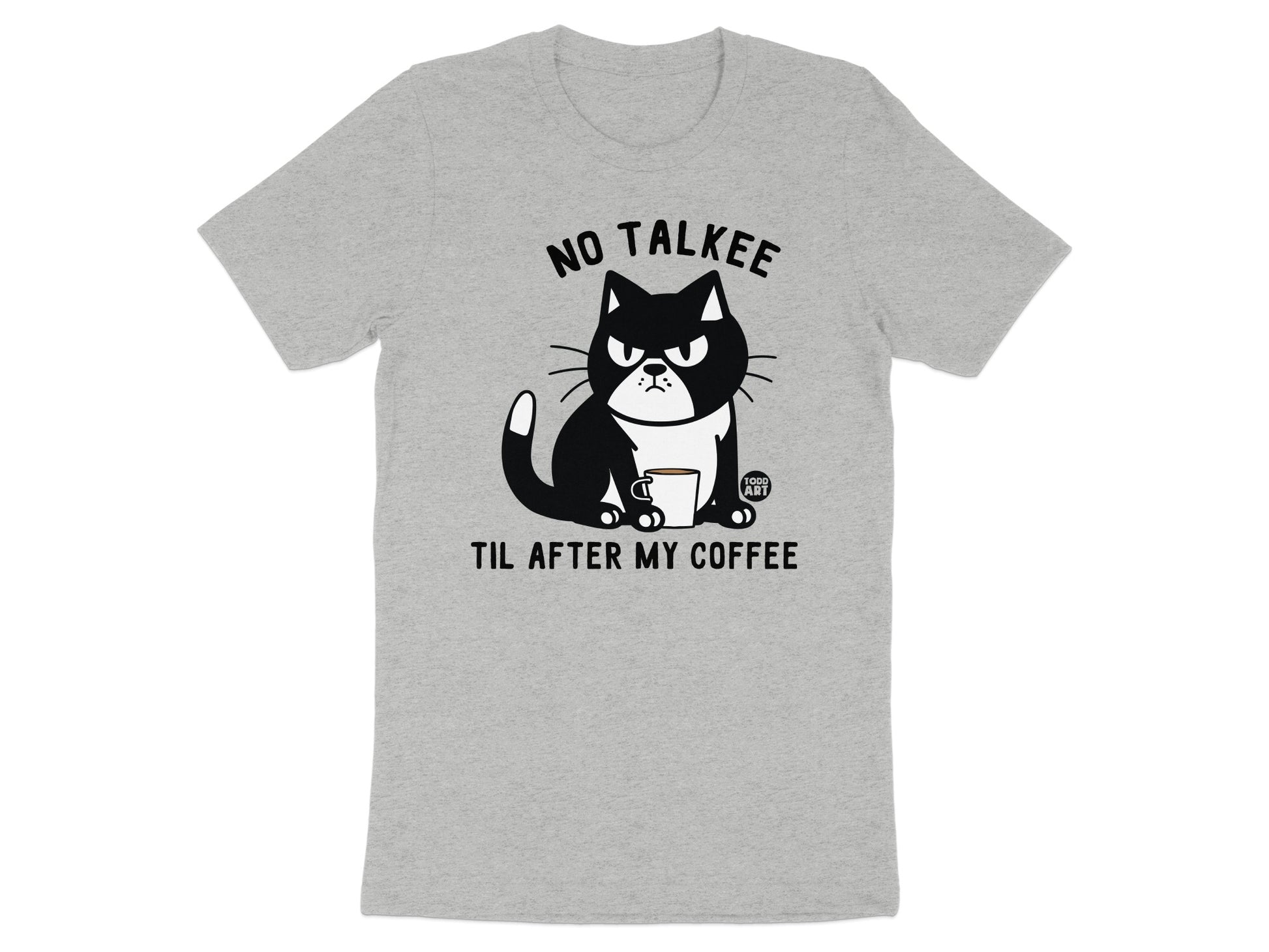 No Talkee Til After My Coffee Cat Shirt product
