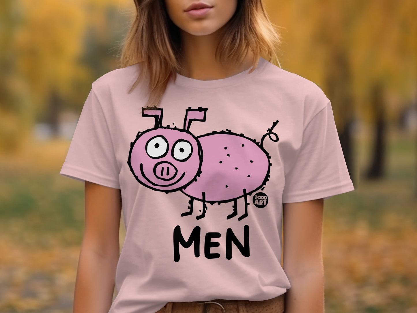 Quirky Cartoon Pig Design Men T-Shirt