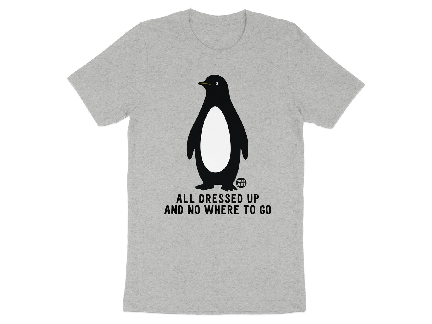 All Dressed Up Penguin Themed Graphic T-Shirt
