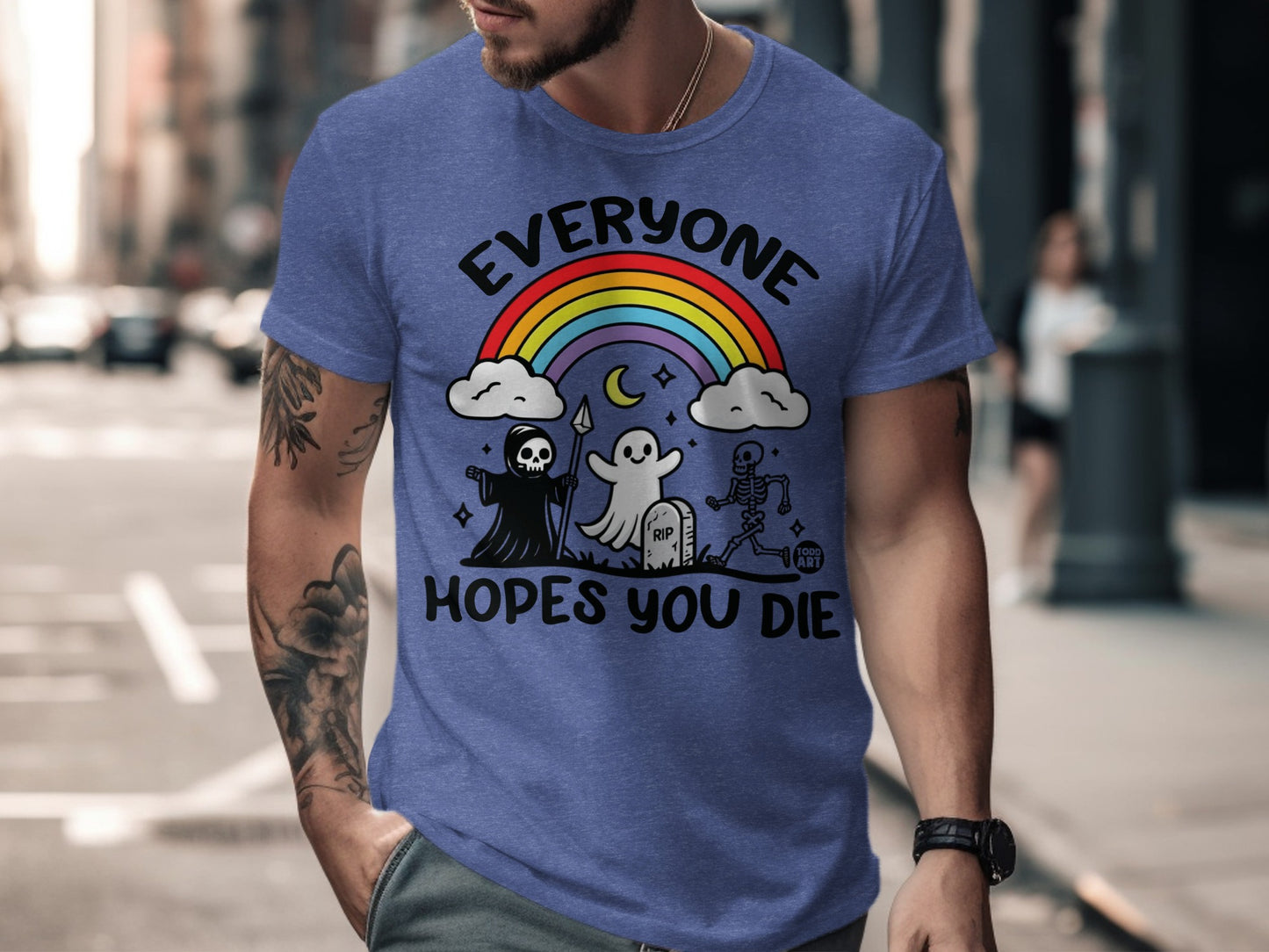 Everyone Hopes You Die Rainbow Graphic T-Shirt