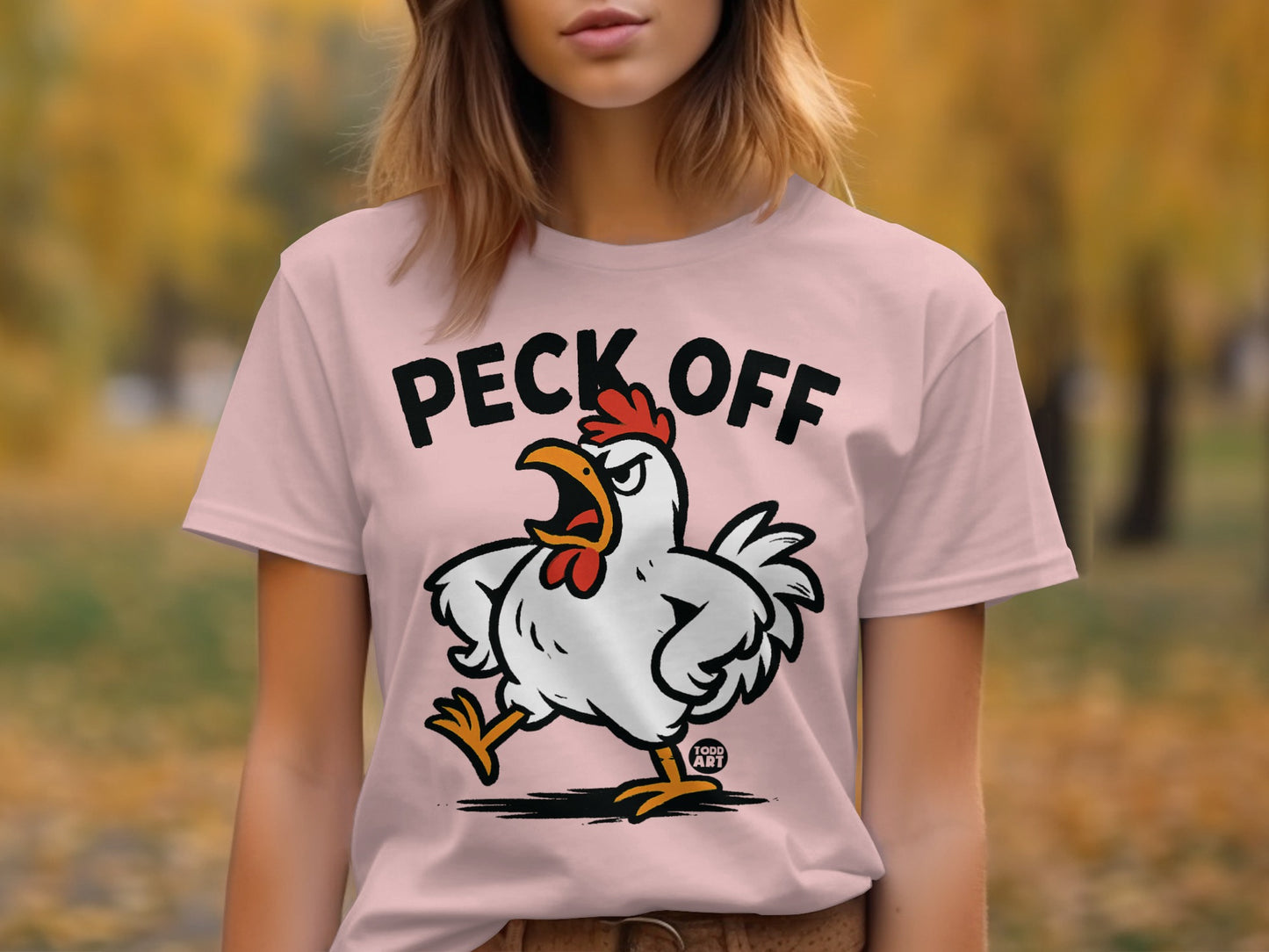 Peck Off Funny Chicken Graphic T-Shirt product