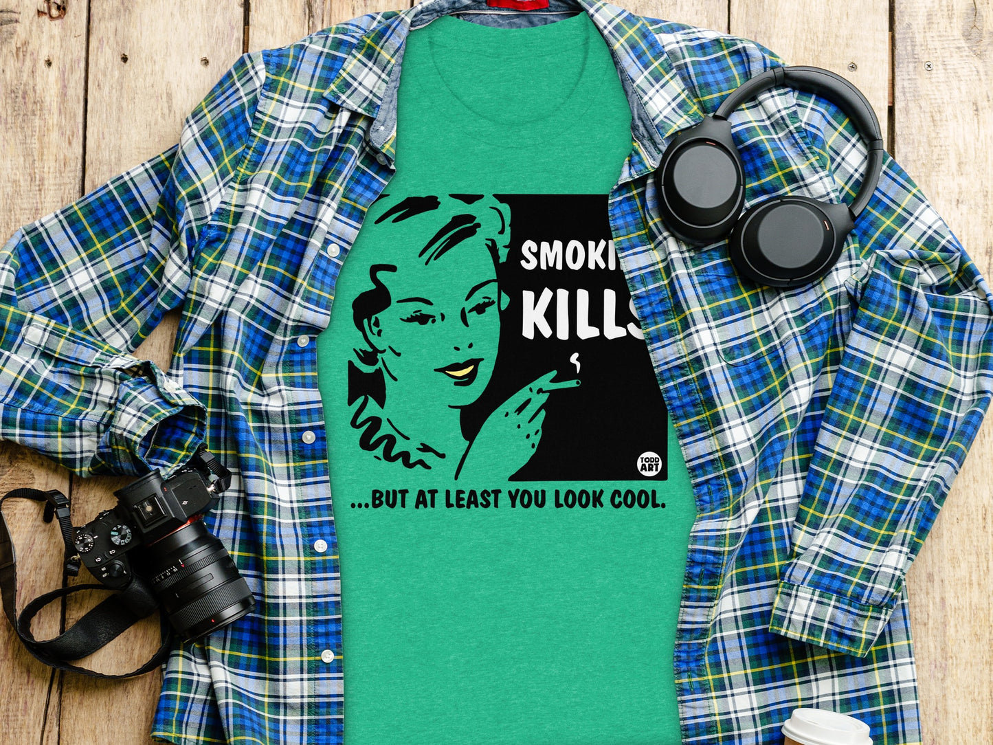 Smoke Kills Retro Graphic Design Statement Shirt