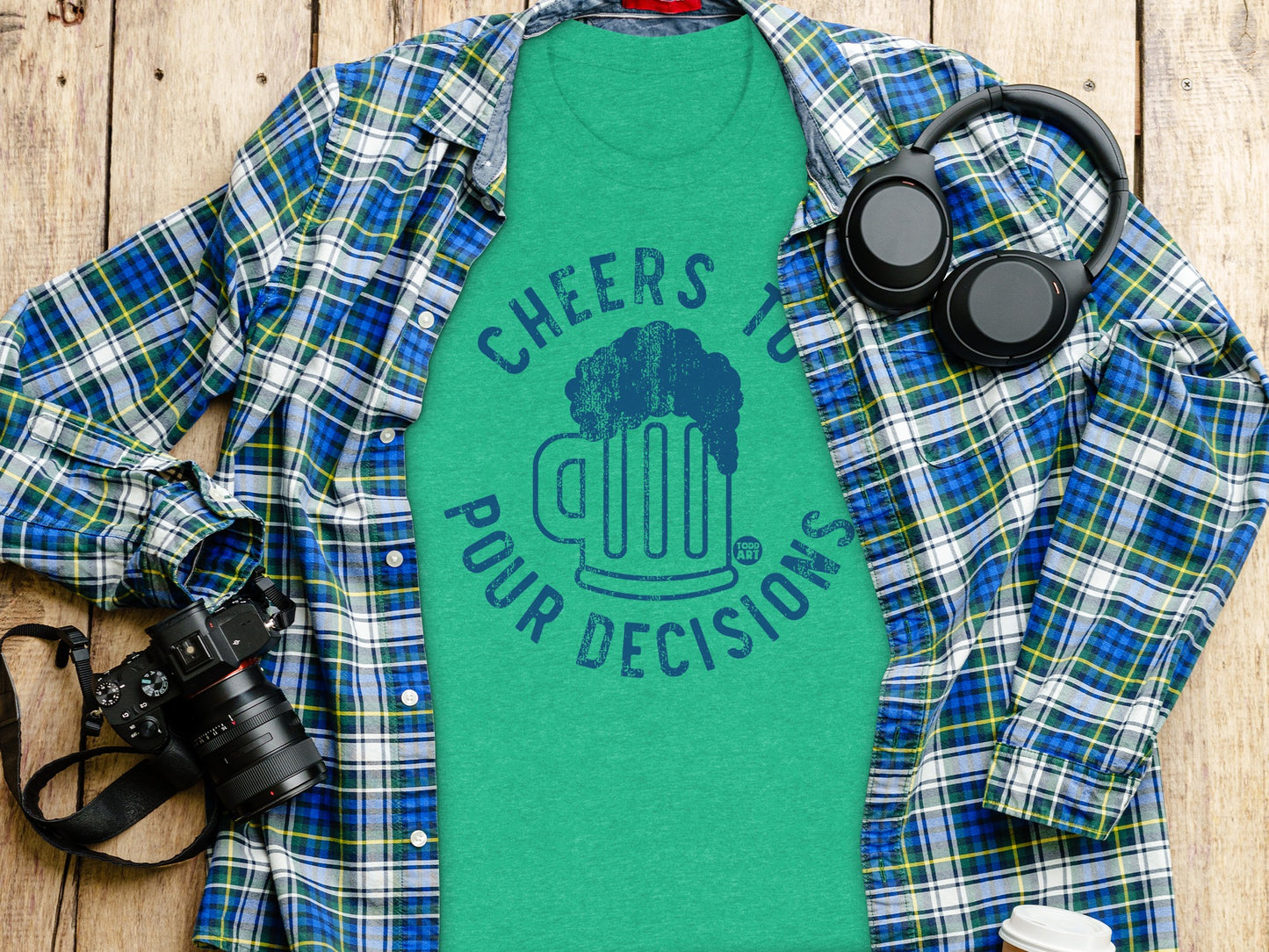 Cheers To Pour Decisions Green Graphic Shirt product