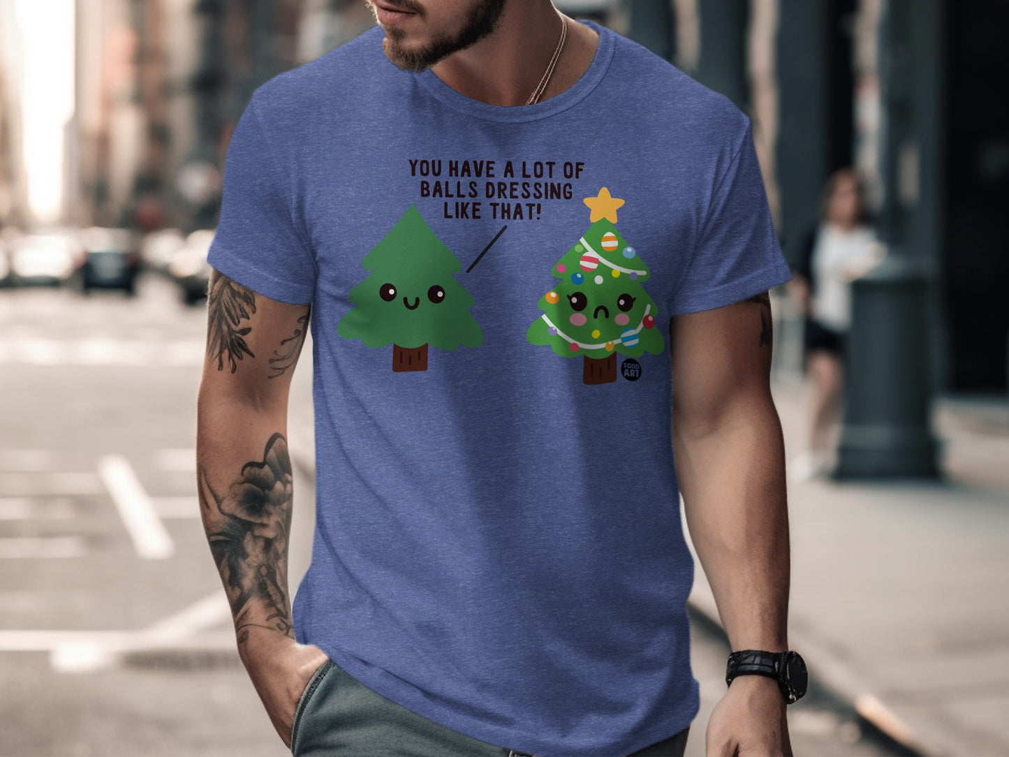 Funny Christmas Trees Graphic Tee shirt product type
