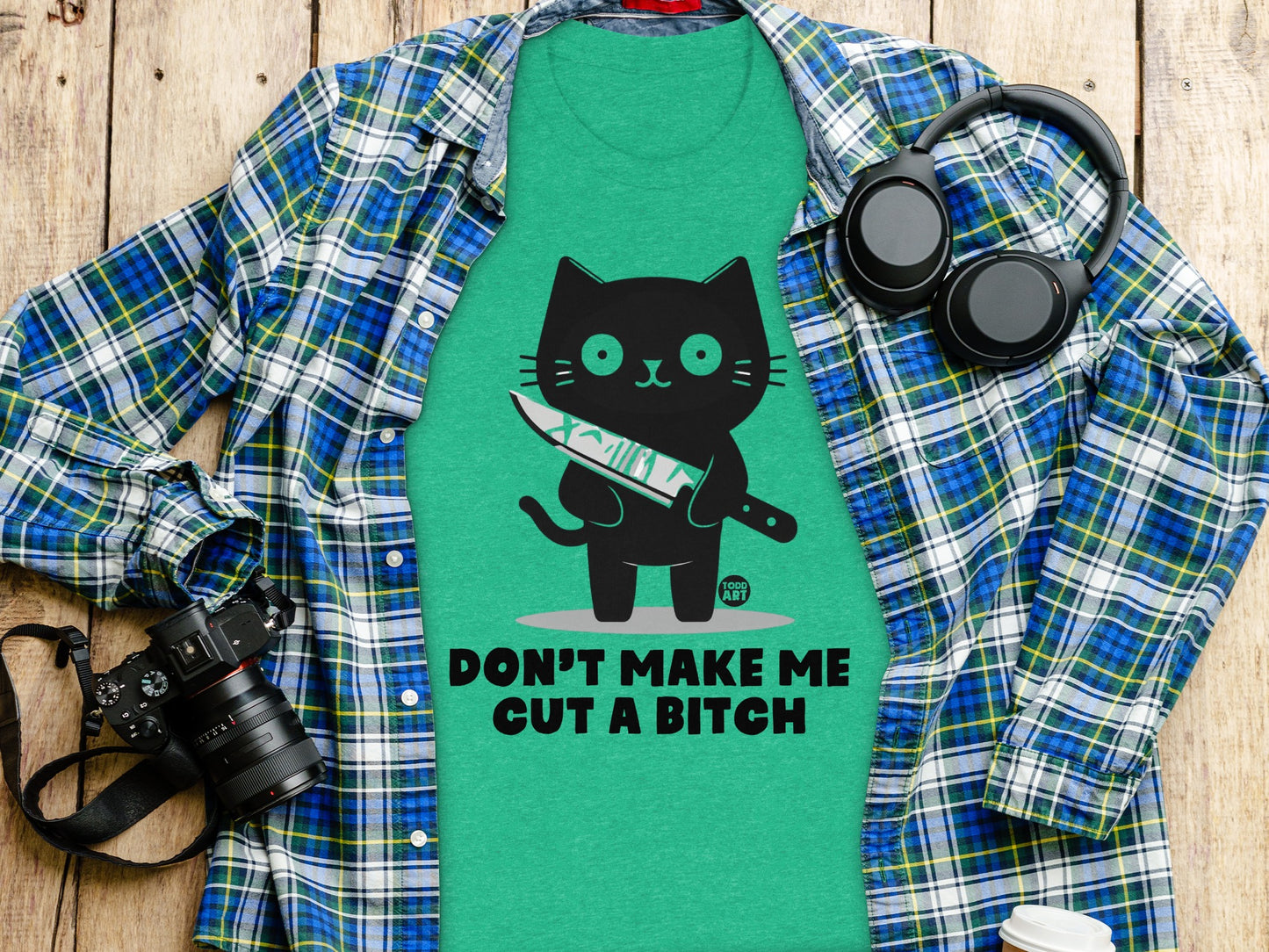 Don't Make Me Cut A Bitch Cat Graphic Shirt product type