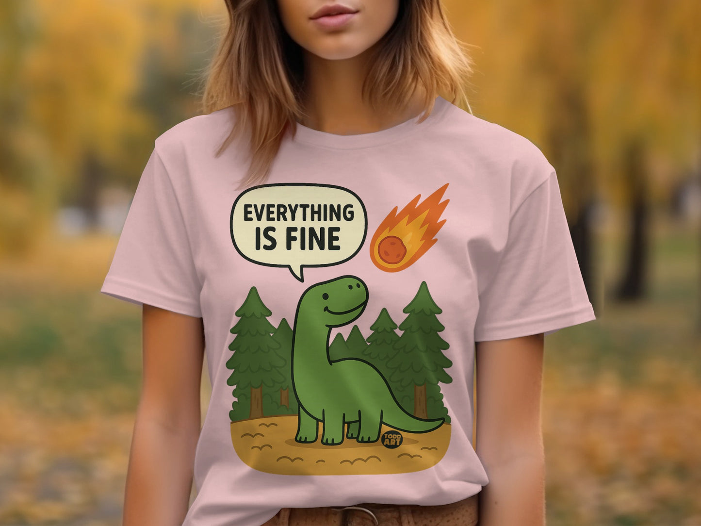 Everything is Fine Dinosaur Graphic T-shirt product